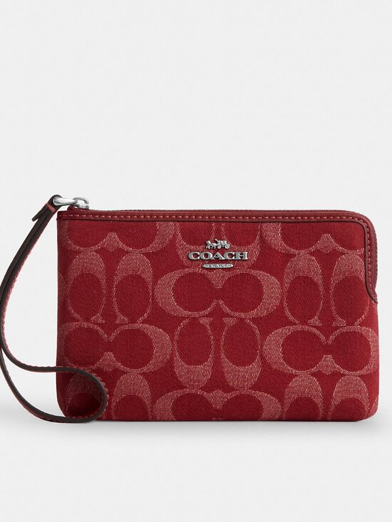 Coach Handbags - Coach Corner Zip Wristlet In Signature Denim